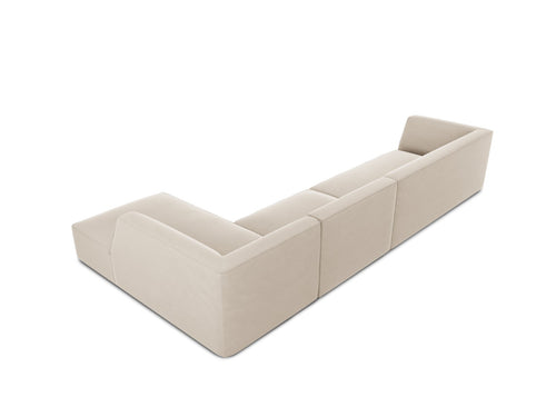 Micadoni rechter hoekbank Ruby 5-zits, flueel, beige - 180x366x69cm