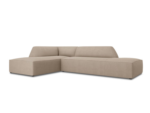 Micadoni linker hoekbank Ruby 4-zits, structurele stof, donkerbeige - 180x273x69cm