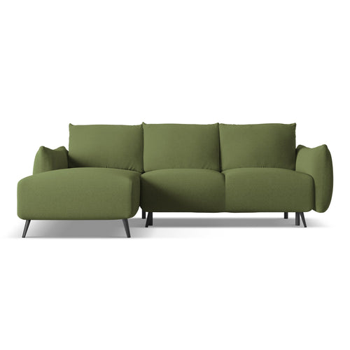 LaMiaSofa hoekbank links Genova - chenille stof - flessengroen - 242x162x86