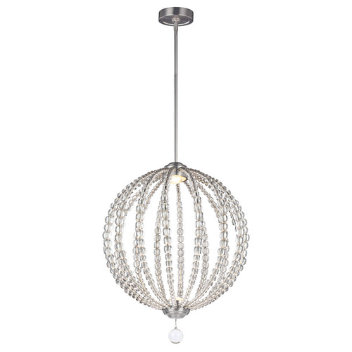 Elstead Oberlin - LED 2-lichts medium bolvormige plafondhanger in satijn nikkel