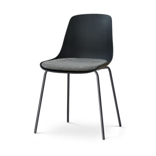 Nolon Nora-Liv eetkamerstoel zwart met zeegrijs zitkussen - zwart onderstel - vtwonen shop