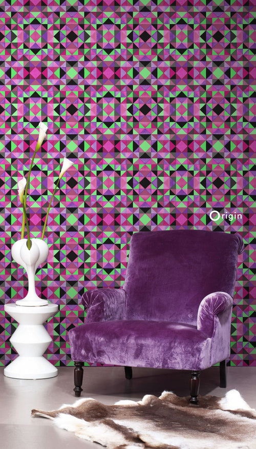 Origin Wallcoverings behang kubisme roze en groen - 53 cm x 10,05 m - 346912 - vtwonen shop