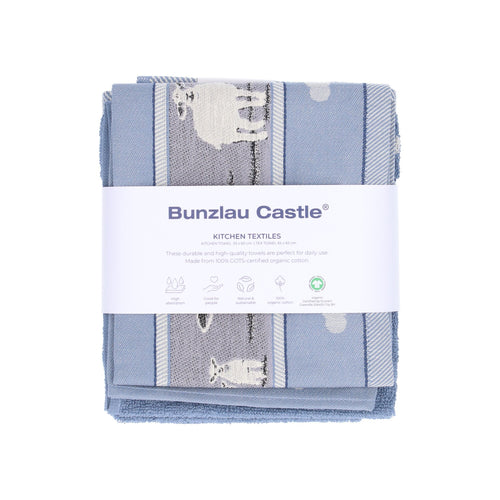 Luxe Keukendoek en Theedoek Schaap Grijs Blauw -  Bunzlau Castle - 100% biologisch GOTS katoen - vtwonen shop