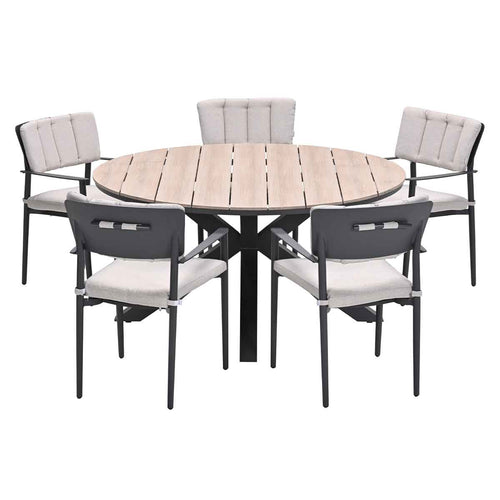 Garden Impressions tuinset Dane - Tulli - donker grijs - Ø148x75 cm - 6-delig