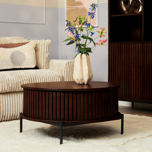 StarFurn Salontafel Madison - Rond Bruin Hout - 80x80x40cm