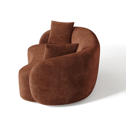 Sia Home - Rechte bank CELINE - Fluweel met reliëf - Terracotta - 210cm - vtwonen shop