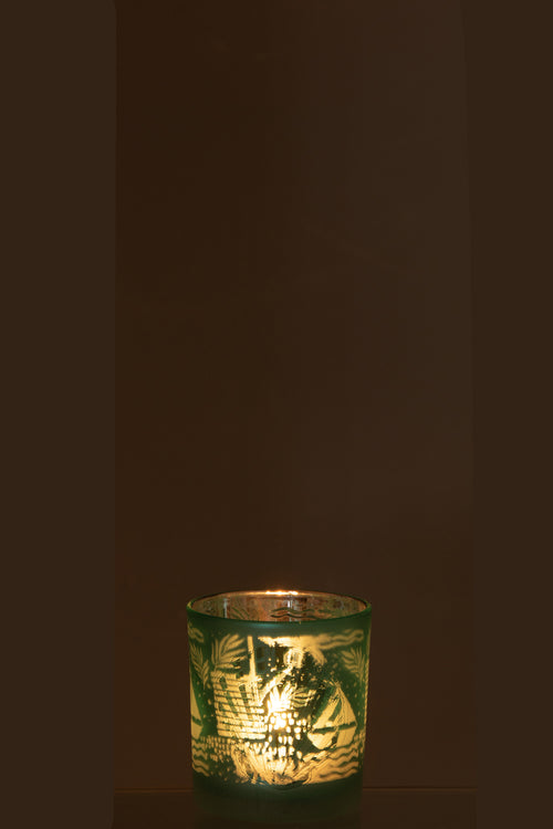 J-Line theelichthouder Schelpen - glas - blauw/zilver - 3 stuks - vtwonen shop