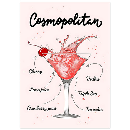 Artfulprints  Cosmopolitan cocktail II – Illustratie   poster 50x70 cm - vtwonen shop