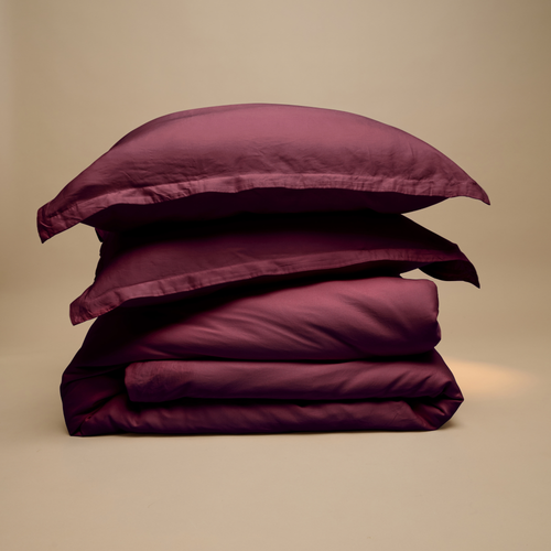 Coco & Cici - Eco Bamboe Sateen Dekbedovertrek Bordeaux - 200x200 + 2 kussenslopen 60x70