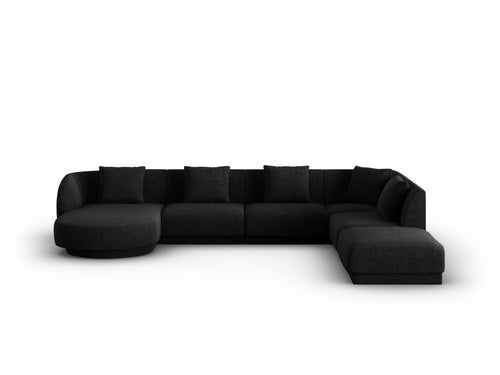 Cosmopolitan Design Panoramische hoekbank rechts Tulum 6-zits, chenille, zwart - 255x330x70cm