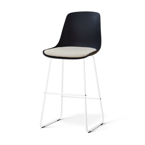 Nolon Nino-Liv barkruk zwart met naturelbeige zitkussen - wit onderstel - 75 cm - vtwonen shop