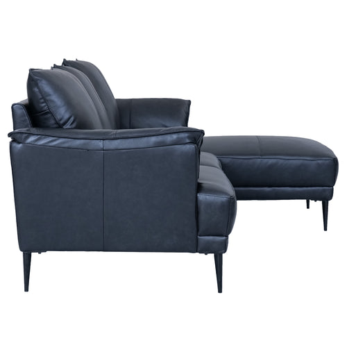Furnhouse chaise longue bank rechts Soul - Zwart - Leer - 155x233x88