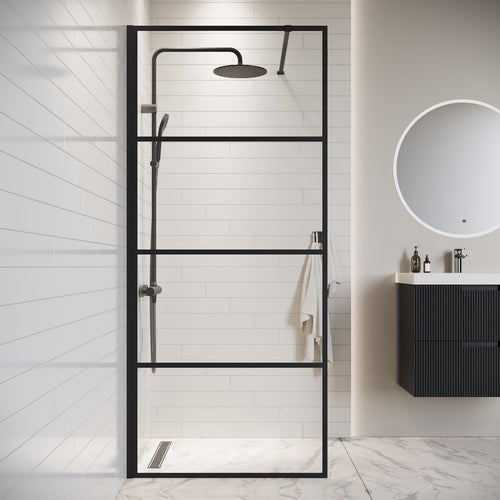 Badplaats Douchewand Essos 80 x 200 cm – Zwart – Inloopdouche 8 mm Veiligheidsglas
