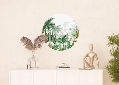 Sanders & Sanders zelfklevende behangcirkel tropische jungle bladeren groen Ø 70 cm 601109