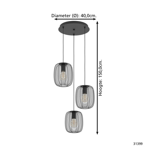 EGLO hanglamp Derwen - zwart