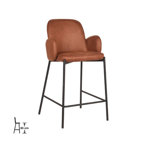 LABEL51 Barkruk Jari - Cognac - Zithoogte 65cm - Set van 2