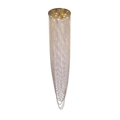 Searchlight Swoop 10-lichts plafondlamp, satijnen messing en helder kristal