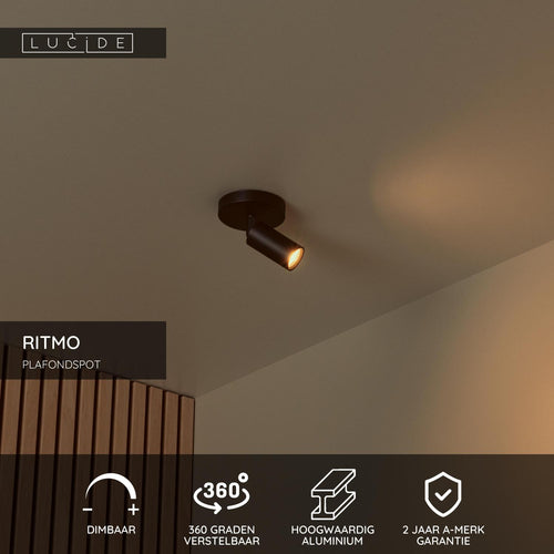 Lucide plafondspot RITMO - 1xGU10 (MR11) - Zwart