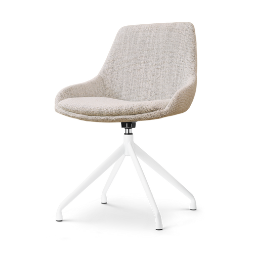 Nolon Nola-Isa Eetkamerstoel Beige Gemêleerd - Draaibaar Wit Onderstel - vtwonen shop