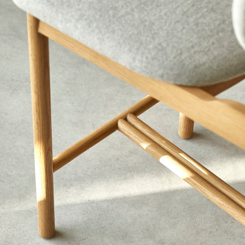 Tikamoon Counterstoel in massief eikenhout en grijze wollen stof - Donkergrijs