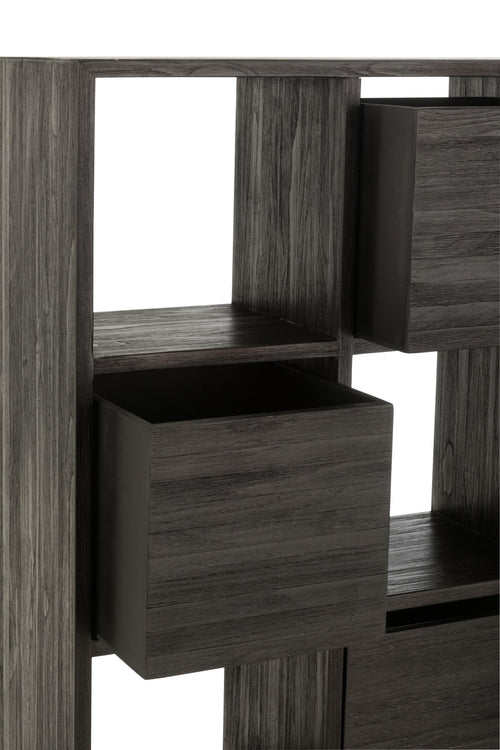 J-Line kast met lades - gerecycleerd hout - zwart
