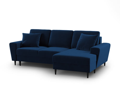 Cosmopolitan Design Converteerbare hoekbank rechts met opbergdoos Kyoto 4-zits, flueel koningsblauw - 145x241x88cm