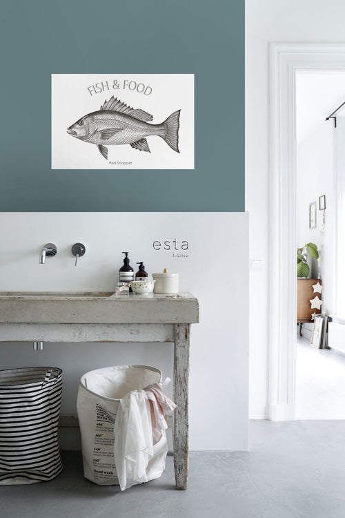 ESTAhome muursticker vis zwart - 70 x 46.5 cm - 159046