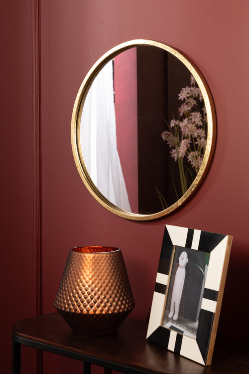 J-Line spiegel Mona Rond - ijzer/glas - goud - small - Ø 40 cm