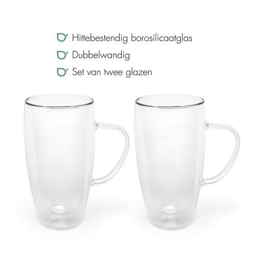 Bredemeijer -Dubbelwandig glas cappuccino/latte m. 400ml s/2 - vtwonen shop