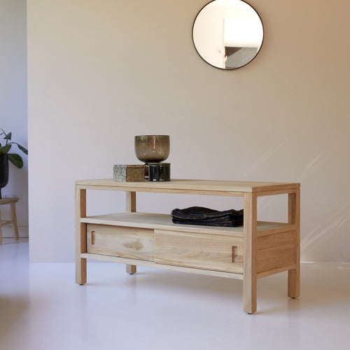 Tikamoon Tv-meubel van massief teakhout 100 cm - Naturel - vtwonen shop