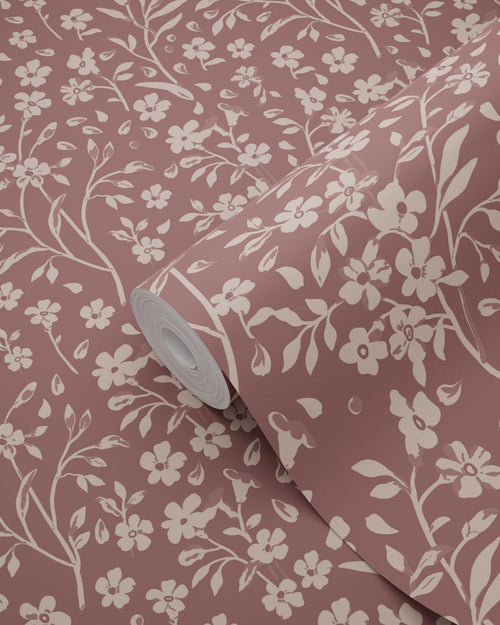 ESTAhome behang bloemetjes mauve paars - 50 x 900 cm - 132233