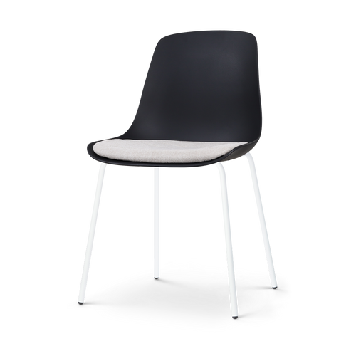 Nolon Nora-Liv Eetkamerstoel Zwart - Beige Kussen - Witte Poten - vtwonen shop
