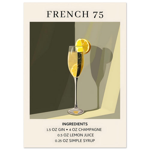 Artfulprints  French 75 cocktail - Ingrediënten   poster A4 21x29.7 cm - vtwonen shop
