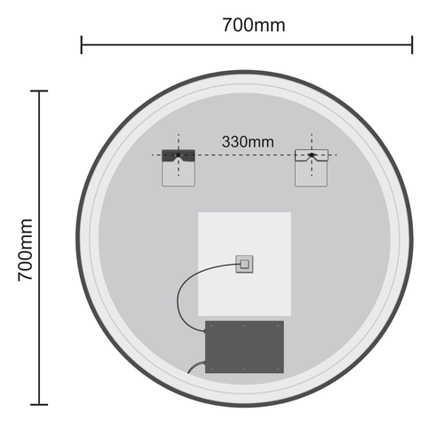 LOMAZOO badkamerspiegel Bologna - met LED verlichting - rond - zwart - 70 cm