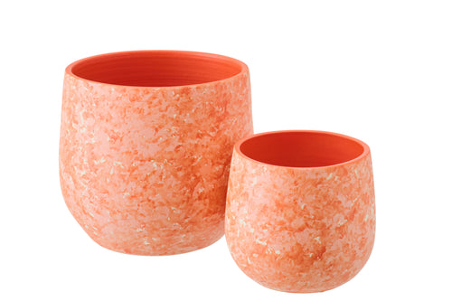 J-Line bloempot - keramiek - oranje/wit - large