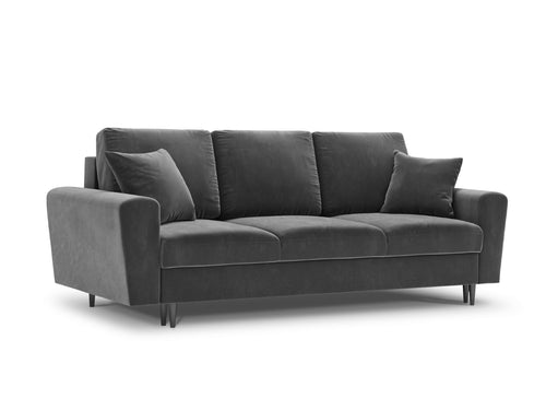 Cosmopolitan Design Slaapbank met opbergdoos Kyoto 3-zits, flueel, lichtgrijs - 100x235x88cm