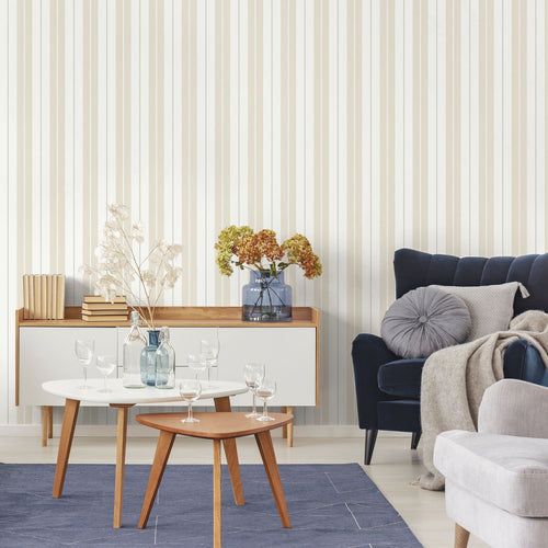 Sanders & Sanders behang strepen geel en beige - 53 cm x 10.05 m - 640693