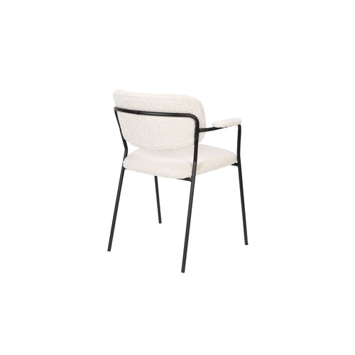 Housecraft Living Jolien Eetkamerstoelen armleuning Zwart/Bouclé - Set van 2