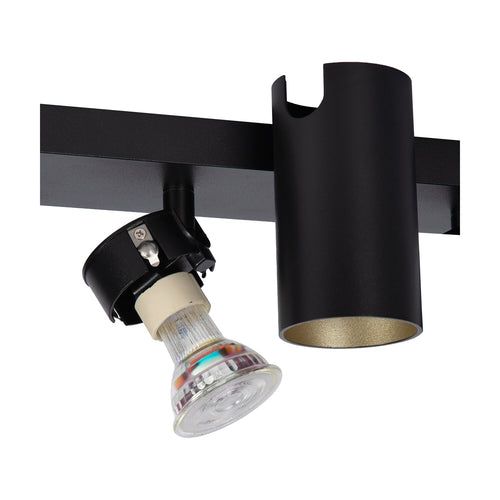 Atmooz plafondlamp Era 5 - zwart - goud binnenin - 120 x 7 x H 10 cm - GU10