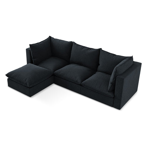 LaMiaSofa hoekbank links Ravenna - velours - koningsblauw - 255x165x77