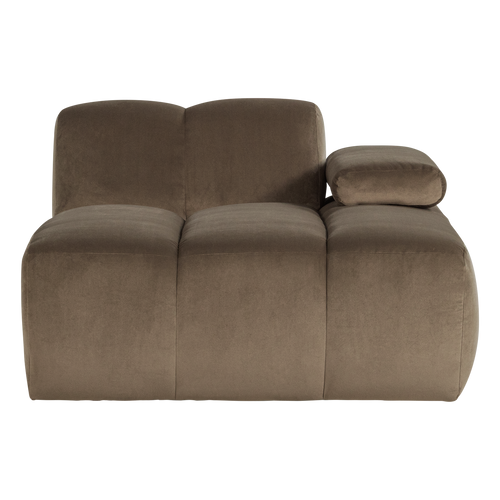 WOOOD chaise longue bank rechts Mojo - Velvet - Taupe - 74x124x162