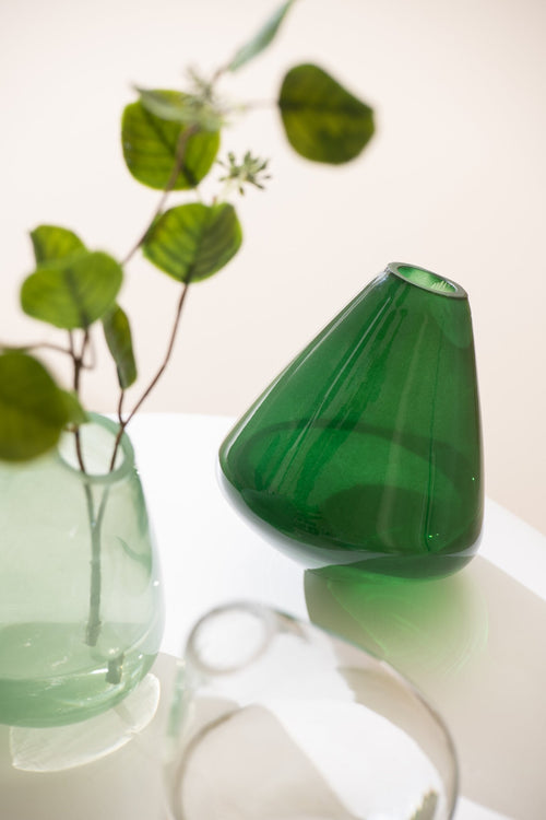 J-Line vaas Topaz - glas - lichtgroen - 13.5 cm hoog