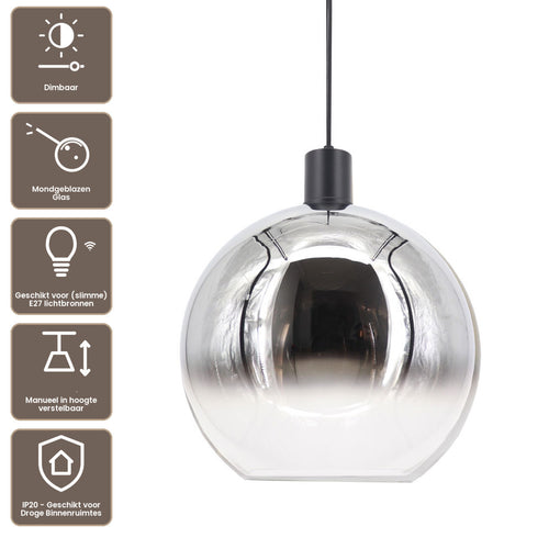 Artdelight hanglamp Rosario - 1 lichts - 30  x 175   cm - chroom