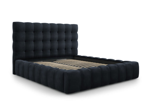 Cosmopolitan Design Opbergbed met hoofdeinde Bali 140x200cm, flueel, donkerblauw - 230x165x125cm
