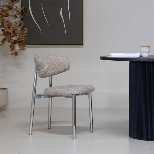 DÉJA Living Eetkamerstoel Skara - Taupe/Chrome - Set van 2 - vtwonen shop