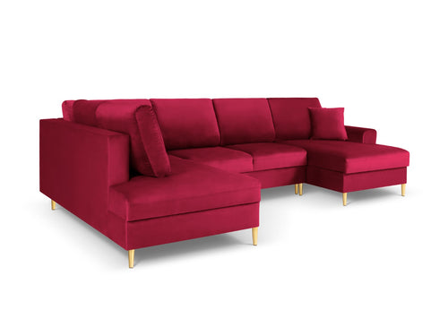 Cosmopolitan Design Links panoramische slaapbank met opbergdoos Kyoto 7-zits, flueel, rood - 194x313x88cm