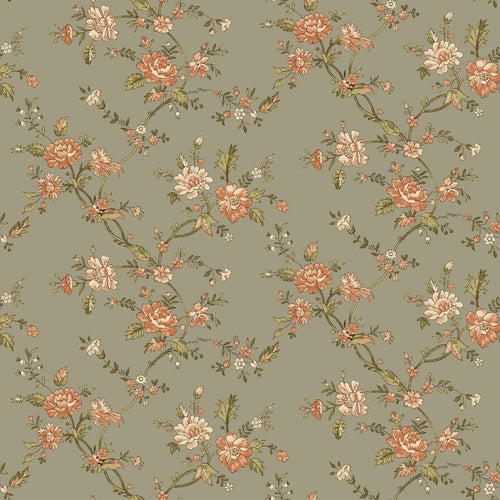 ESTAhome behang vintage bloemen groen - 50 x 900 cm - 132207