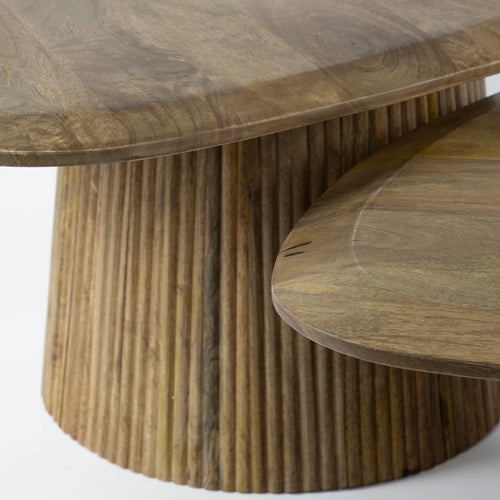 Giga Meubel Salontafel Wave - Naturel Hout - Set Van 2 - 93x72x43cm - vtwonen shop