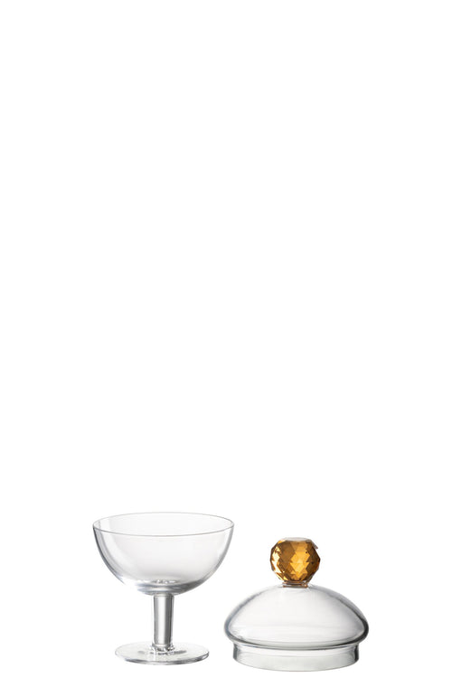 J-Line voorraadpot Diamant - kristalglas - roze/transparant - small