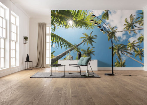 Sanders & Sanders fotobehang palmbomen groen en blauw - 450 x 280 cm - 612688 - vtwonen shop